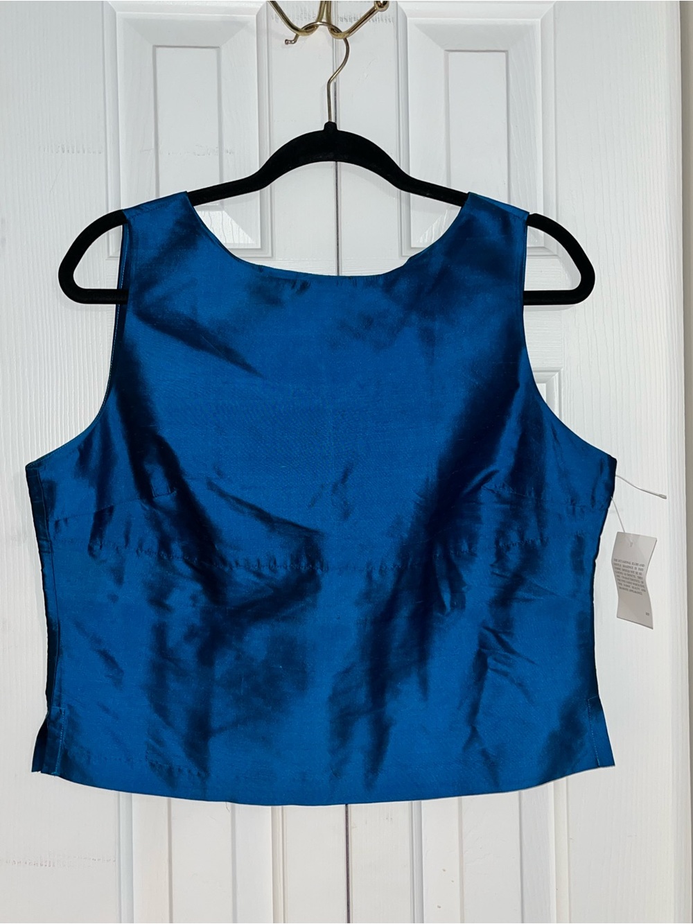 Sleeveless Silk Shell Top in Teal Blue